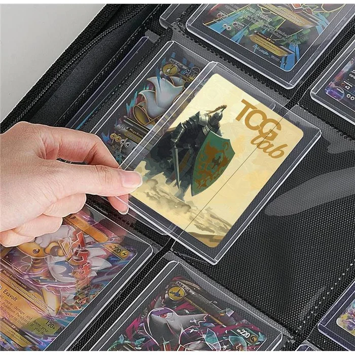 TCGLab 4-Pocket Zippered Toploader Binder (112 Toploaders) - Black